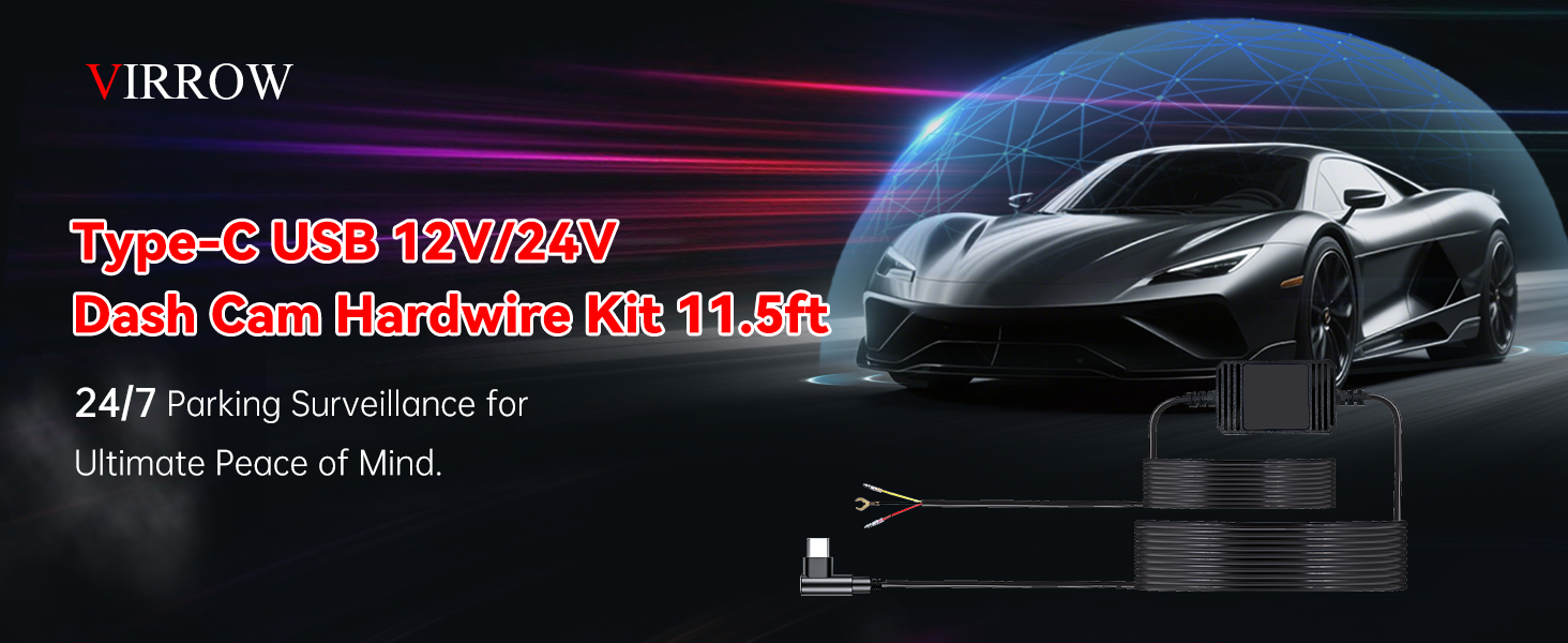 Multi-Size Dash Cam Hardwire Kit, 11.5ft 24H Parking Monitoring
