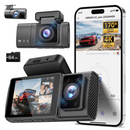 Dash Cam Front Rear and Inside: 3 Channel 4K Dash Camera with 5GHz WiFi IR Night Vision - WDR Car Camera with Free 64GB Card - APP Control Dashcam with 24H Parking Mode G-Sensor Loop Recording(X7)