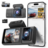 Dash Cam Front Rear and Inside: 3 Channel 4K Dash Camera with 5GHz WiFi IR Night Vision - WDR Car Camera with Free 64GB Card - APP Control Dashcam with 24H Parking Mode G-Sensor Loop Recording(X7)