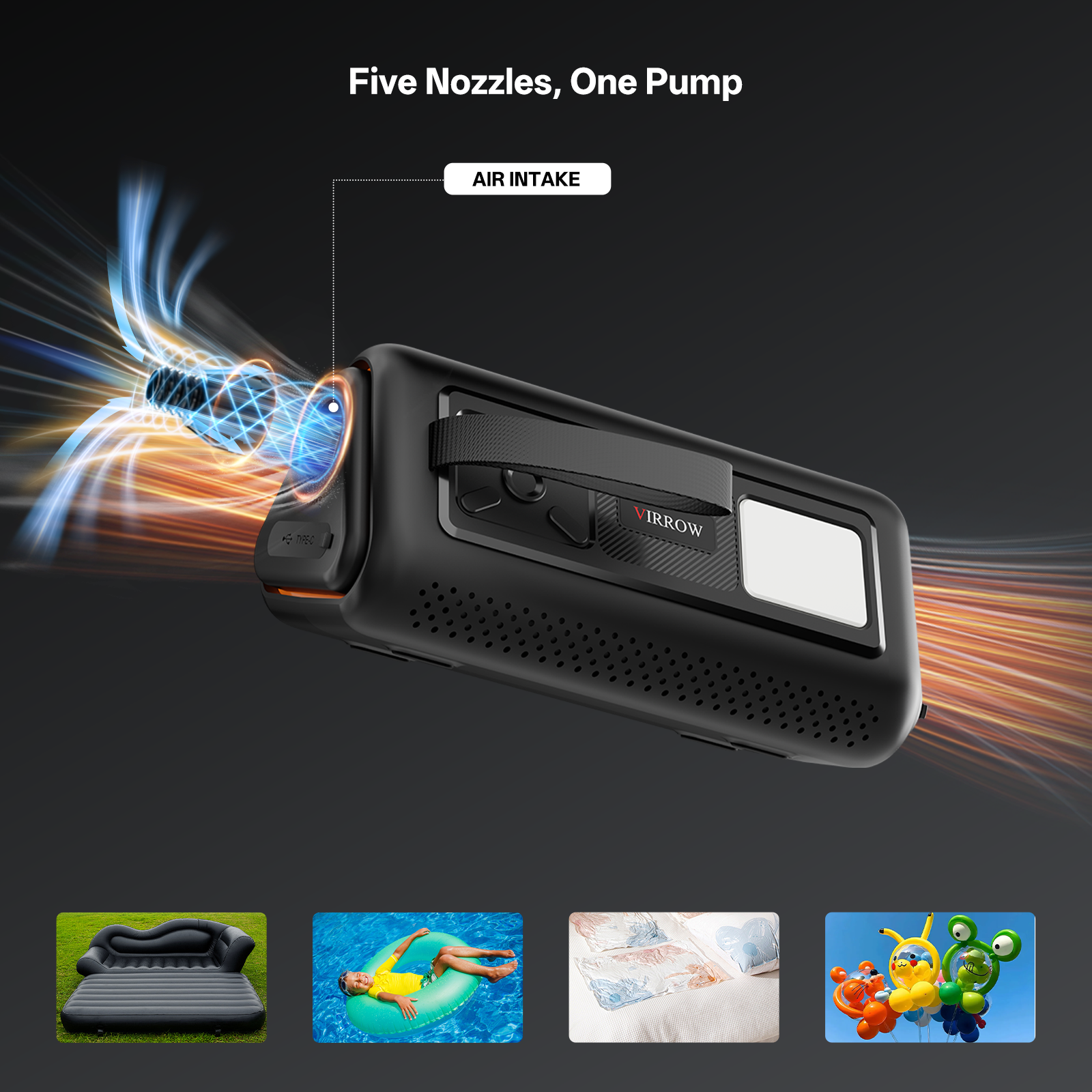 Tire Inflator Portable Air Compressor with Electric Air Duster and Car Jump Starter
